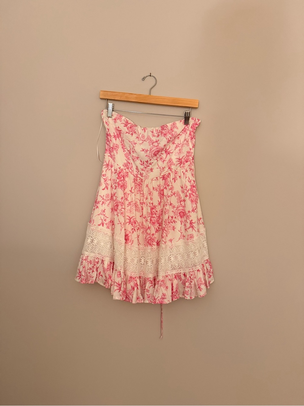 Floral Pink and Cream Tiered Ruffle Skirt
